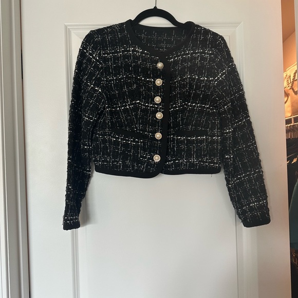 Women's Business Suit 2 Pieces Tweed Blazer Jacket Coat and Skirt Set - Picture 5 of 9